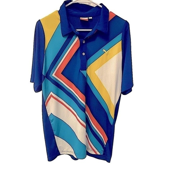 Puma men’s sport lifestyle dry fit golf polo shirt retro design size Medium - Picture 2 of 5